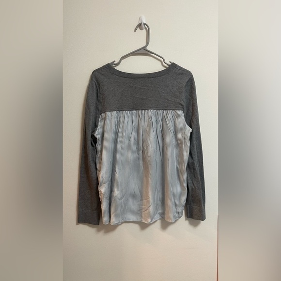 LOFT - Women’s Mixed Media V-Neck Knit Sweater with Striped Blouse Back … - Picture 4 of 4